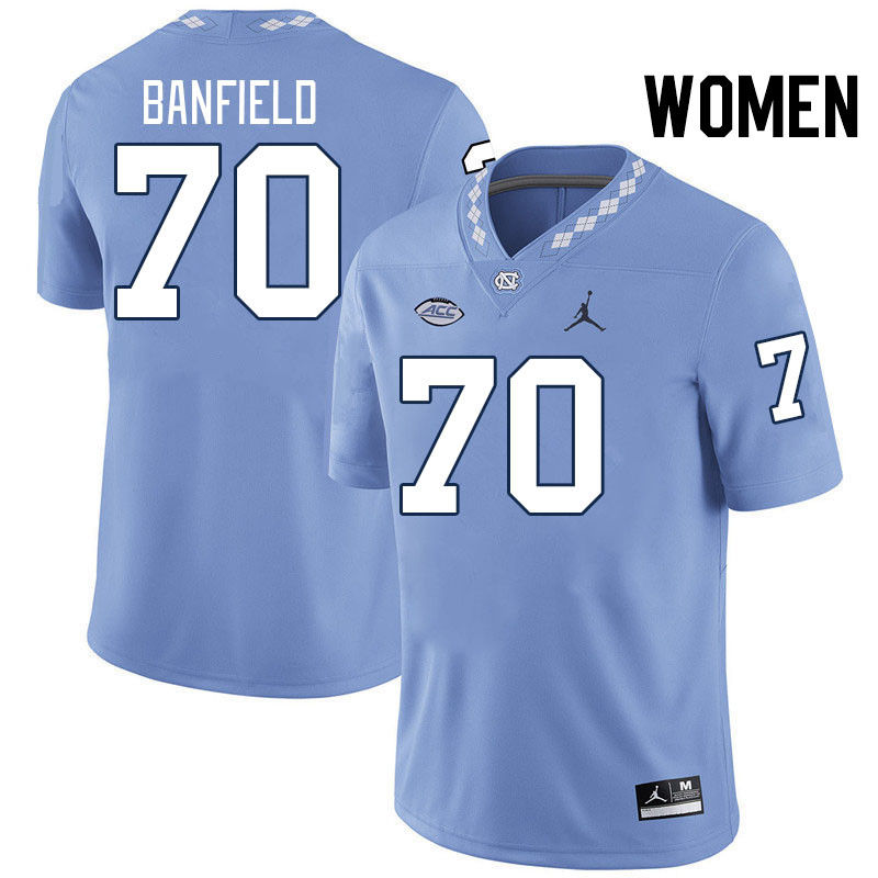 Women #70 Aidan Banfield North Carolina Tar Heels College Football Jerseys Stitched-Carolina Blue